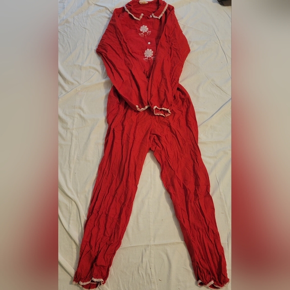 (E) 1950s ILGWU red onesie pajamas size medium - Picture 3 of 10